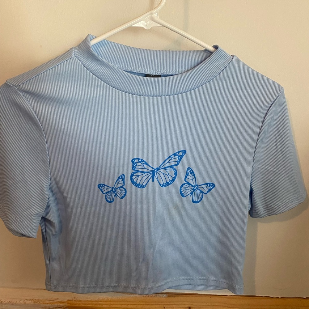 Blue Butterfly crop top